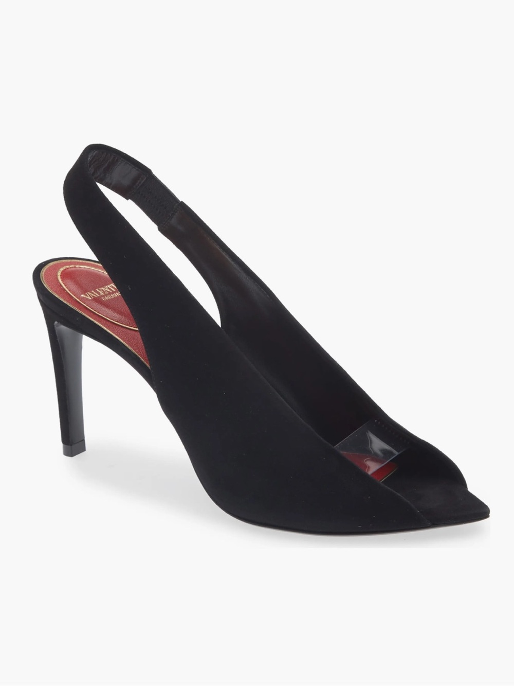 Valentino Revele Slingback Black Surde Peep-Toe Pumps - size 41